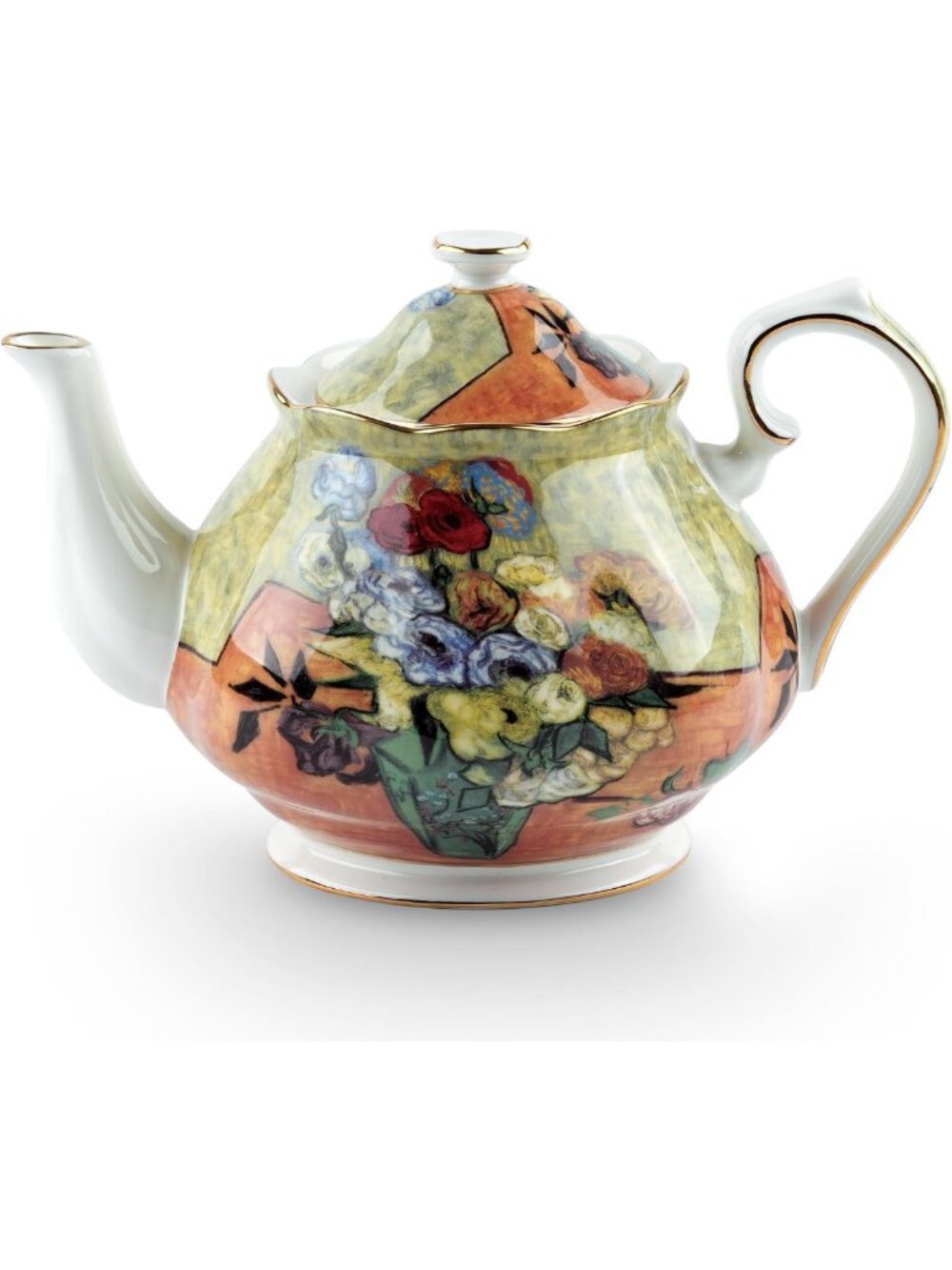 Vintage Floral Design Teapot 30 oz - Bone China Ceramic Loose Tea Pot, European